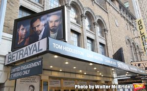 Theatre Marquee for Harold Pinter's "Betrayal" starring Tom Hiddleston, Zawe Ashto an Photo