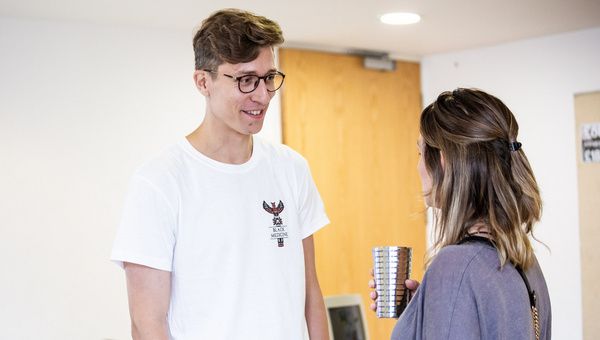 Director HARRY MACKRILL with PATRICIA POTTER (playing Viv) Photo