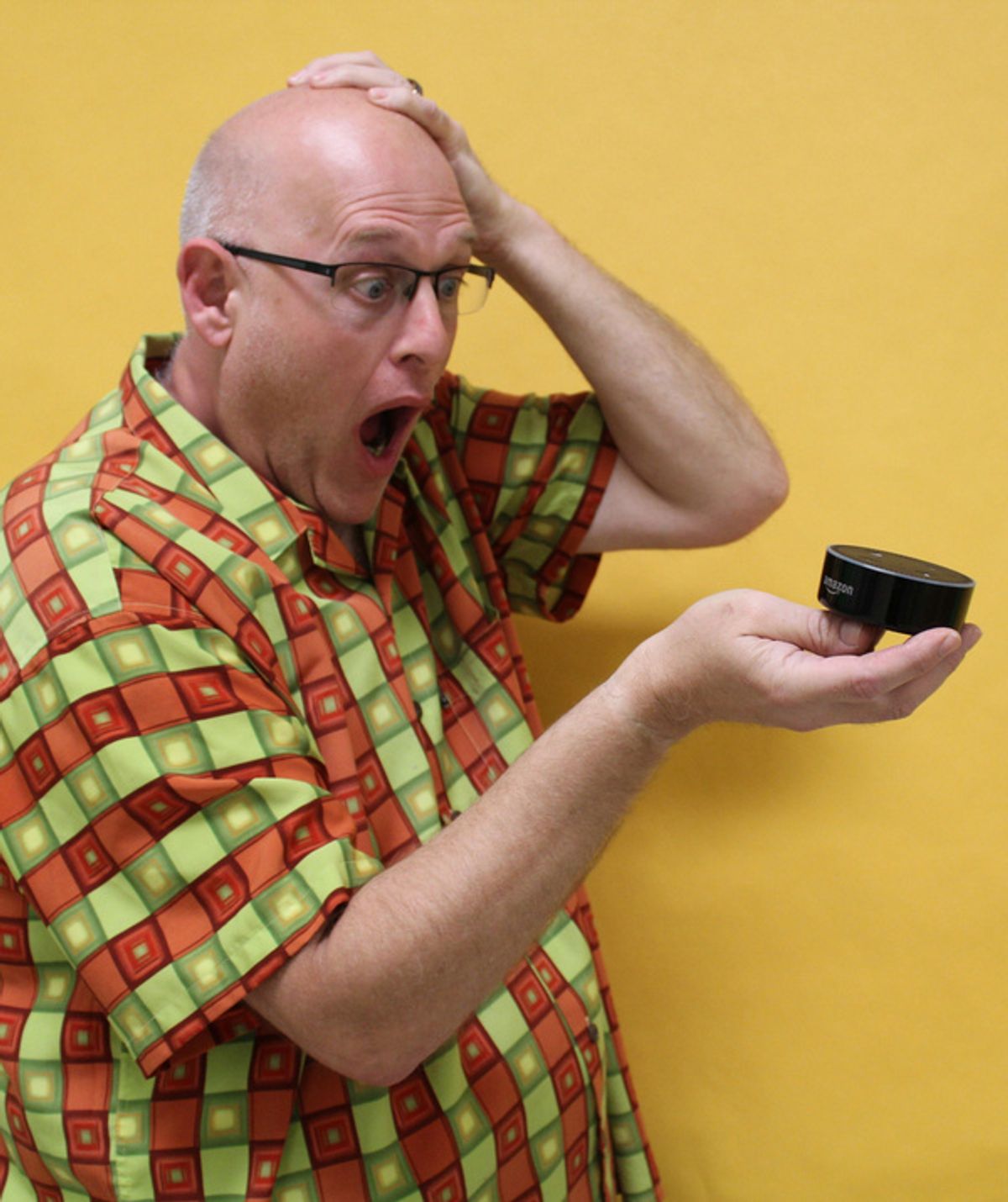 Hal Harmon in ALEXA written by Joe Godfrey, Woodbury, Connecticut   Artificial intelligence goes a muck when a playwright, attempting to come up with a good plot for a short play festival, jokingly as at 