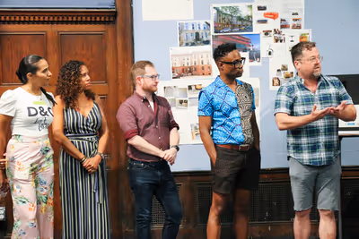 Artistic Director Peter DuBois, Director Billy Porter, and members of The Purists cre Photo