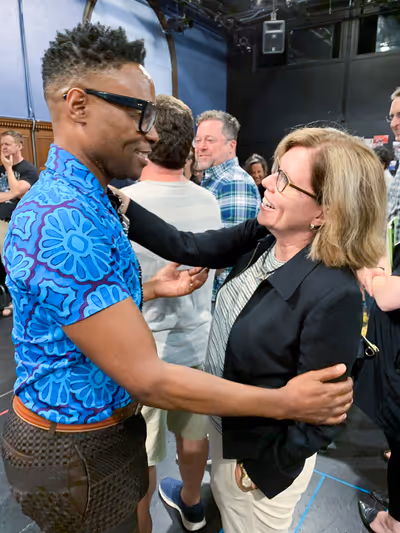 Director Billy Porter and President of the Board Sharon Malt at the Meet and Greet Photo
