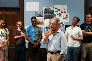 Managing Director Michael Maso welcomes The Purists team to the Huntington Stage Photo