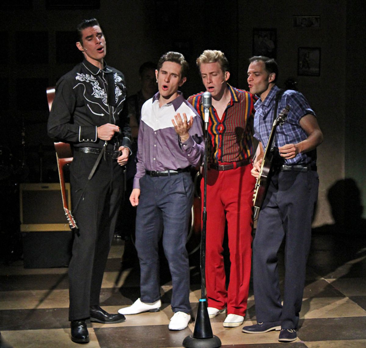Colin Barkell as Johnny Cash, Noah Jermain as Elvis Presley, Gavin Rohrer as Jerry Lee Lewis and Todd Meredith as Carl Perkins at 