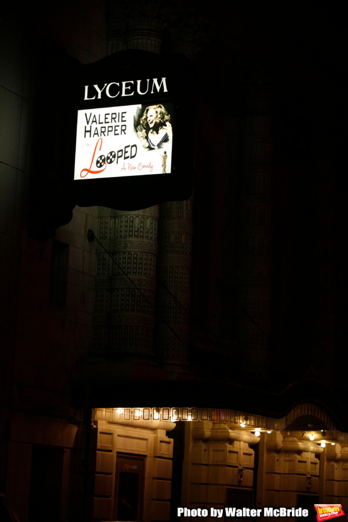 Theatre Marquee for 'LOOPED' at the Lyceum Theatre in New York City. Valerie Harper star as Talullah Bankhead in a play by Matthew Lombardo, under the direction of Rob Ruggiero. January 24, 2010. at 