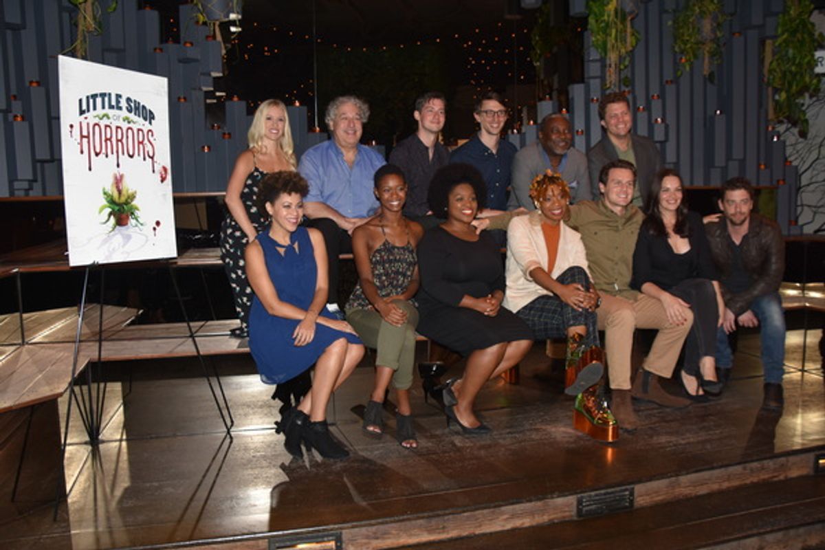 The Cast of Little Shop of Horrors that includes-Chelsea Turbin, Tom Alan Robbins, Chris Dwan, Teddy Yudain, Kingsley Leggs, Eric Wright, Kris Roberts, Joy Woods, Salome Smith, Ari Groover, Jonathan Groff, Tammy Blanchard and Christian Borle at 