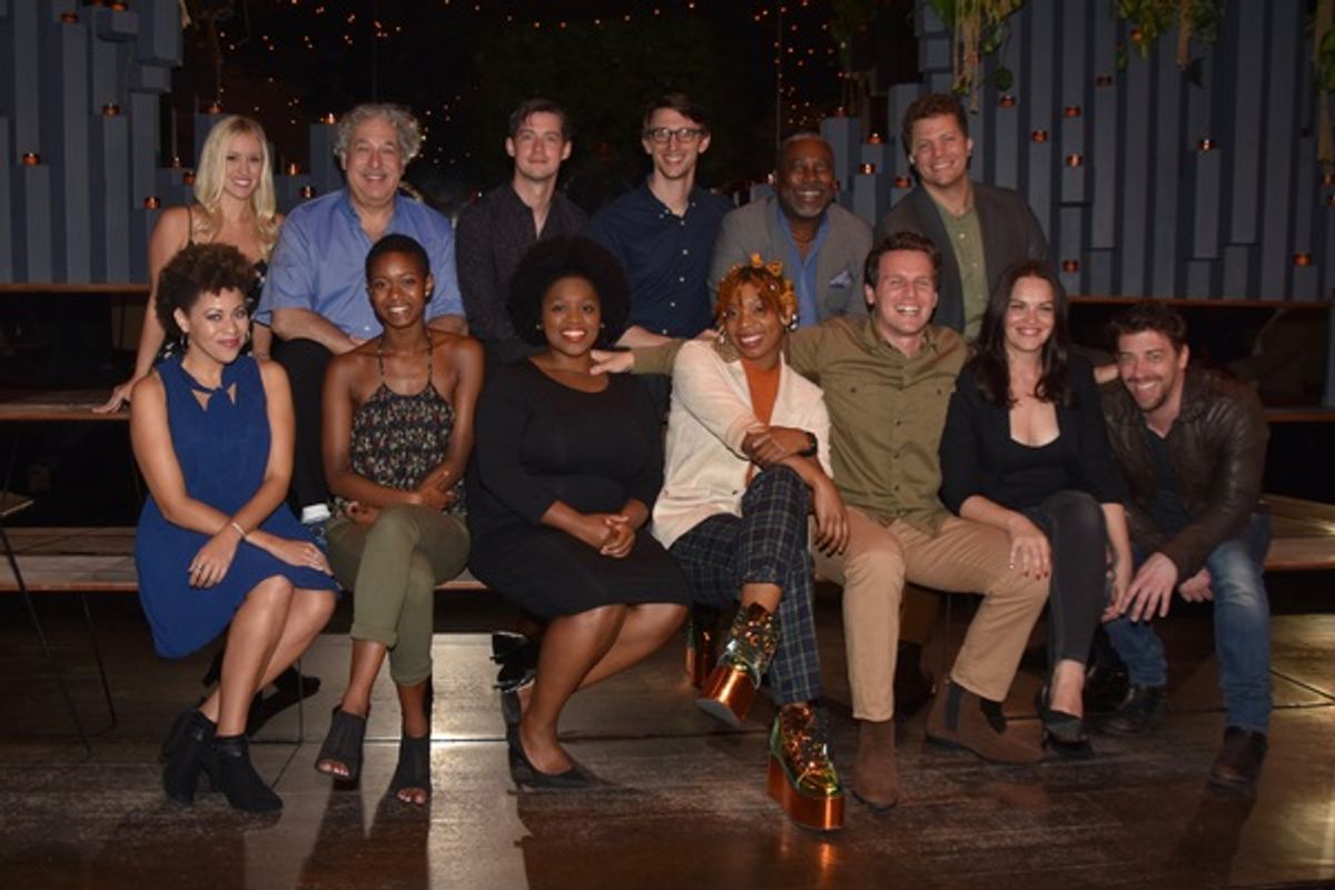 The Cast of Little Shop of Horrors that includes-Chelsea Turbin, Tom Alan Robbins, Chris Dwan, Teddy Yudain, Kingsley Leggs, Eric Wright, Kris Roberts, Joy Woods, Salome Smith, Ari Groover, Jonathan Groff, Tammy Blanchard and Christian Borle at 