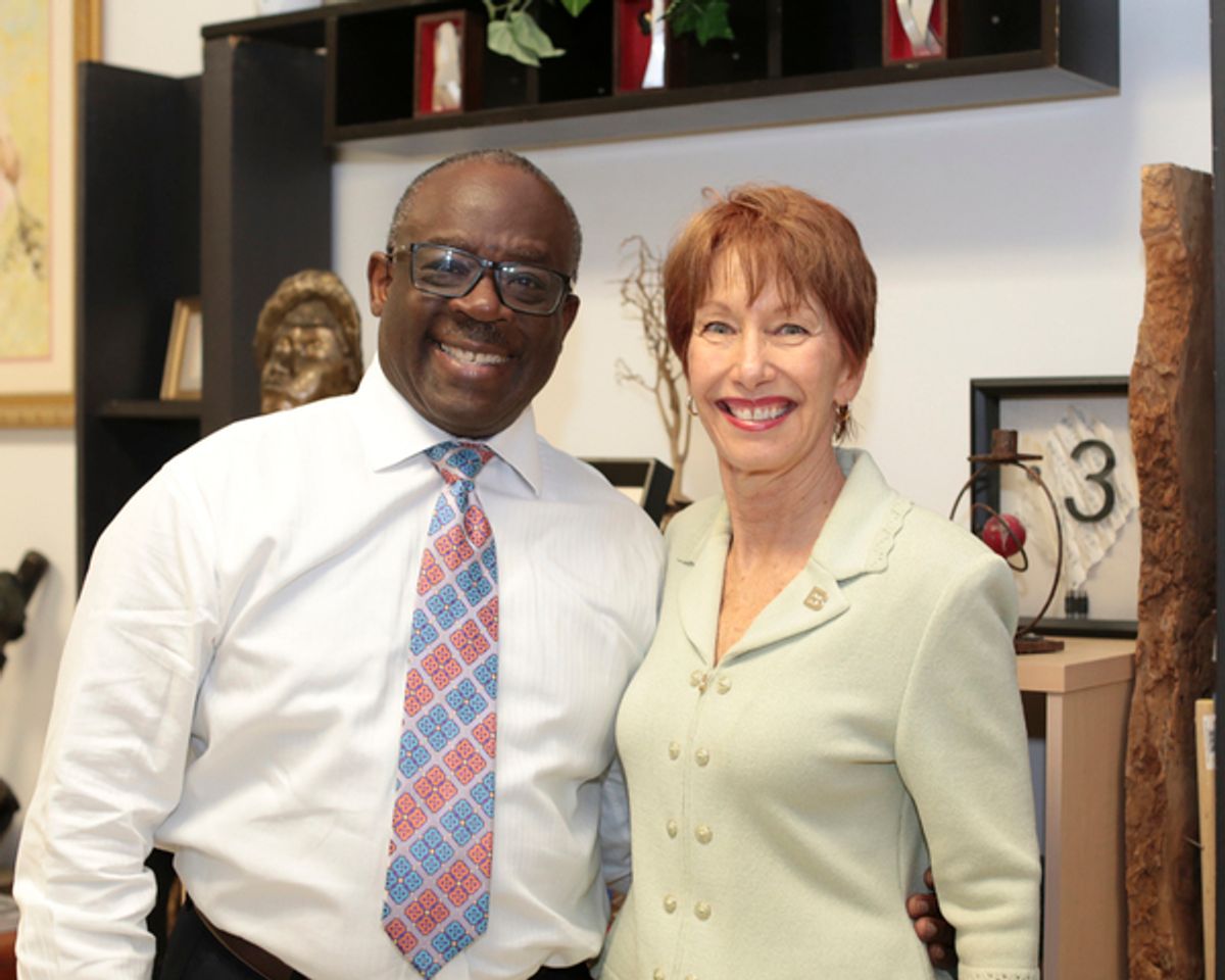 Broward County Arts & Culture Visionary award recipient George Gadson, Community Foundation of Broward President and CEO Linda Carter at 
