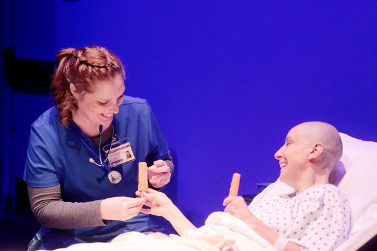 Left to Right: Tracy Ahern as Susie Monahan RN and Pamela Vogel as Vivian Bearing  Photo Credit: Pin Lim - Forest Photography at 