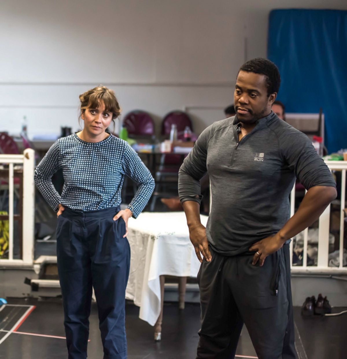 Laura Pyper and Daniel Poyser in rehearsal for A View from the Bridge at York Theatre Royal.  Photo: Chris Payne at 