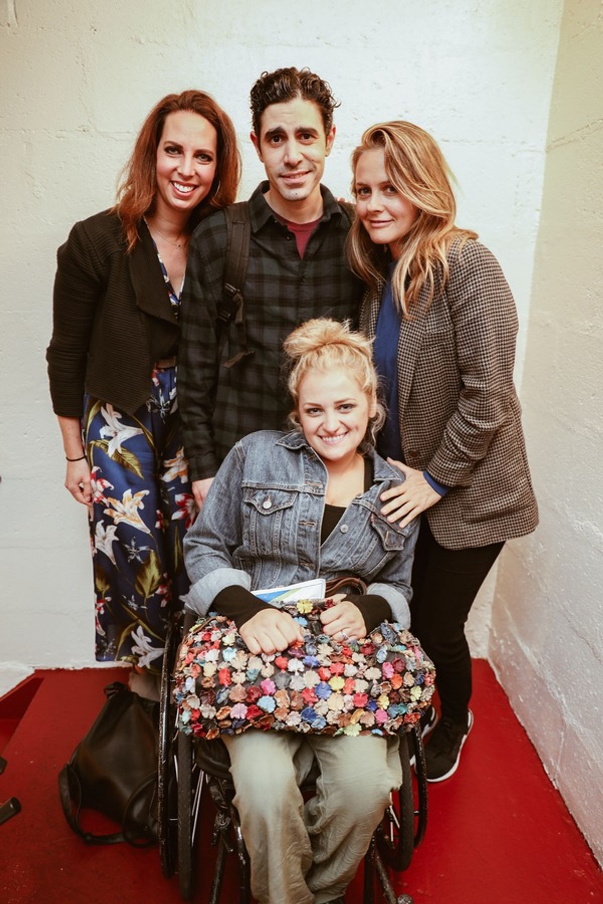 Mallory Portnoy, Damon Daunno and Ali Stroker with Alicia Silverstone at 
