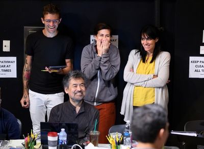 Sam Pinkleton, David Henry Hwang, Jeanine Tesori, and Leigh Silverman Photo
