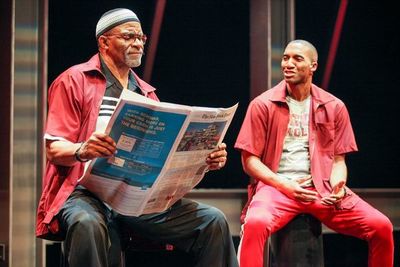 Jerome Preston Bates (Wisdom) and Garrett Turner (Anger) in the world premiere of "Th Photo