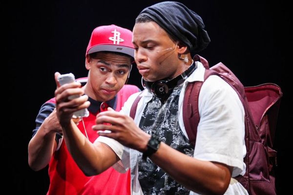 Reynaldo Piniella (Lust) and Ryan Jamaal Swain (Love) in the world premiere of 'Thoughts of a Colored Man' at Syracuse Stage.  at 