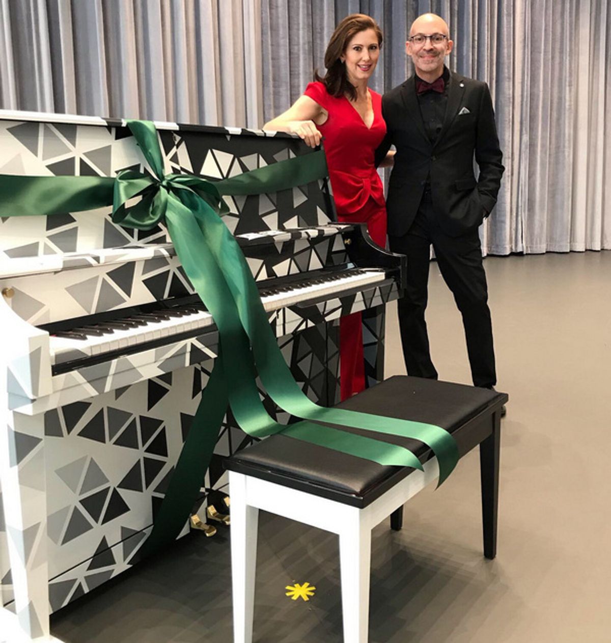 Sing for Hope Co-Founder Camille Zamora and Kennedy Center SVP of Education Mario Rossero at the SFH Piano by Jordann Wine at 