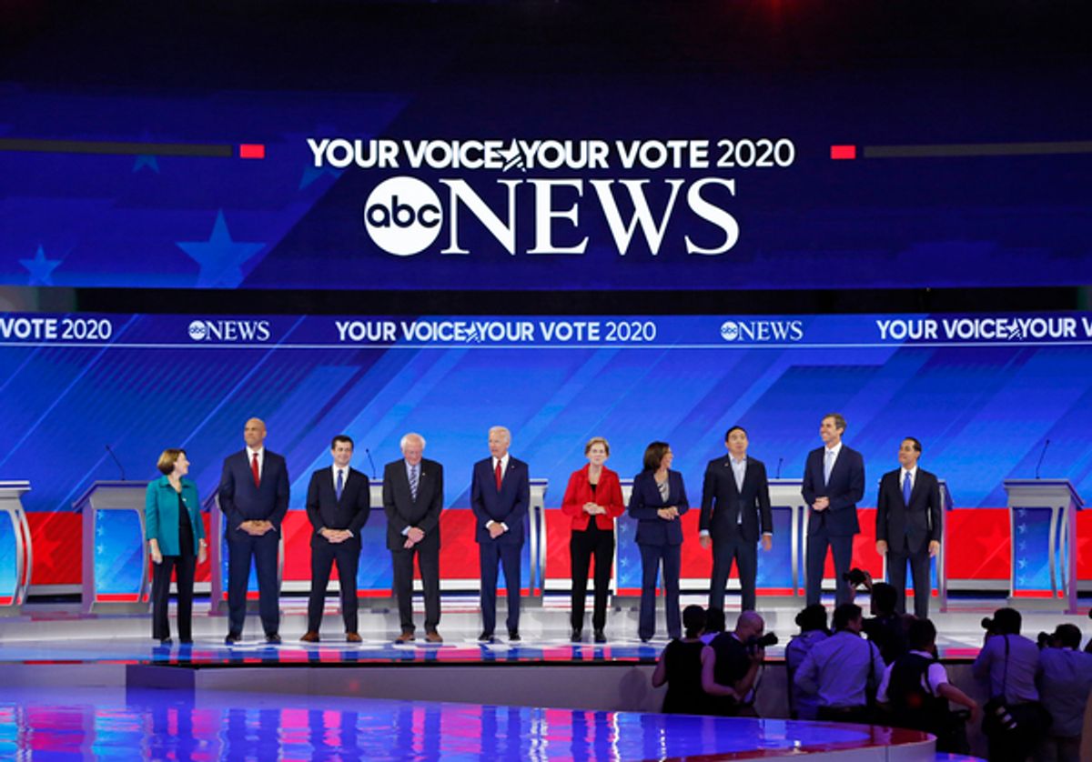 AMY KLOBUCHAR, CORY BOOKER, PETE BUTTIGIEG, BERNIE SANDERS, JOE BIDEN, ELIZABETH WARREN, KAMALA HARRIS, ANDREW YANG, BETO Oâ€™ROURKE, JULIAN CASTRO at 