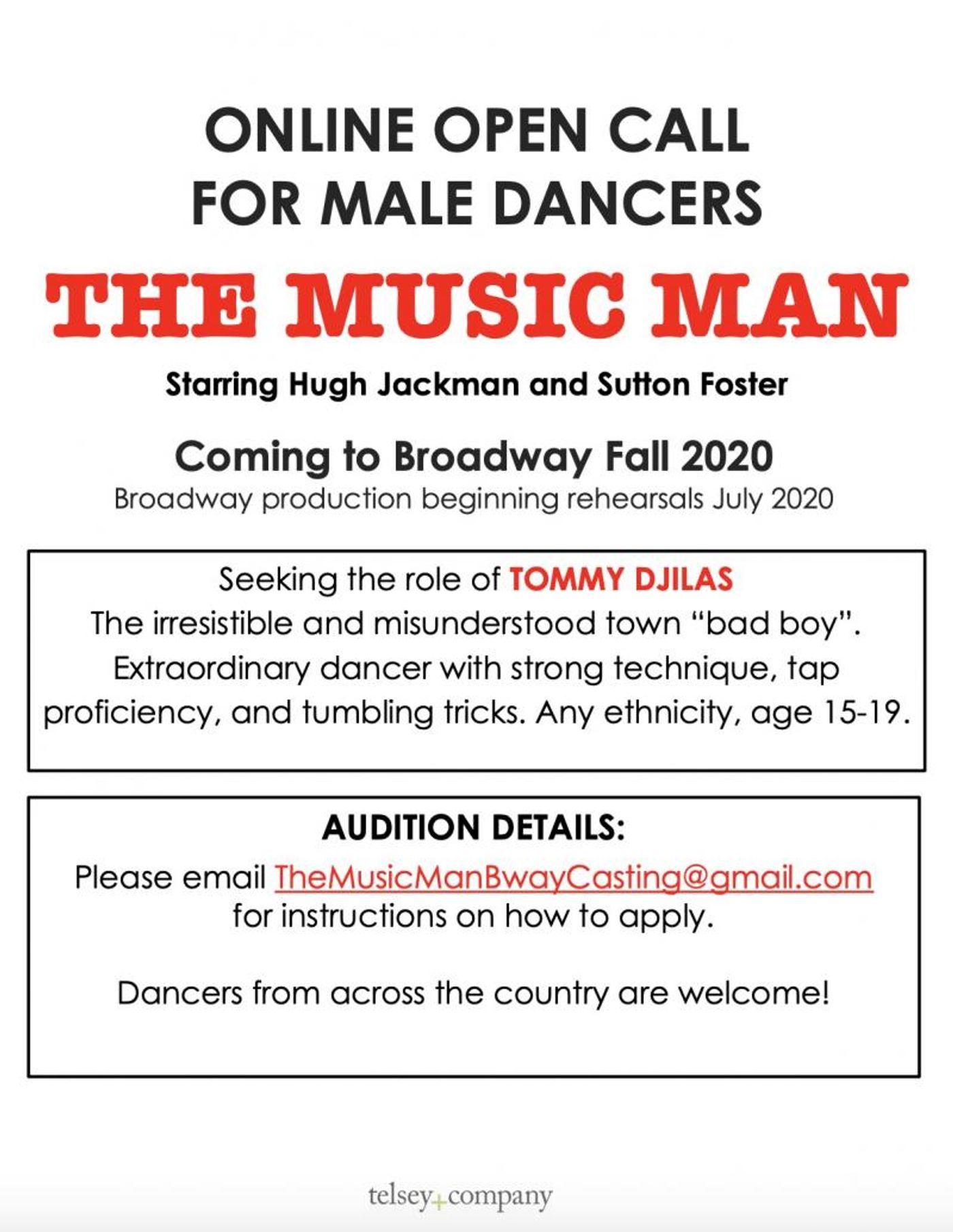THE MUSIC MAN Is Accepting Online Submissions to Find Tommy Djilas THE MUSIC MAN Is Accepting Online Submissions to Find Tommy Djilas Image