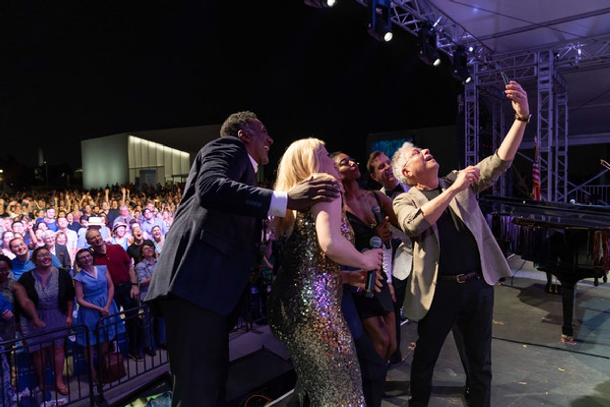 Norm Lewis, Megan Hilty, Patina Miller, Steven Reineke, Alan Menken at 