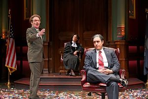Brian McEleney (left) as Richard Egbert, Phyllis Kay as Judge Torres, and Scott Aiell Photo
