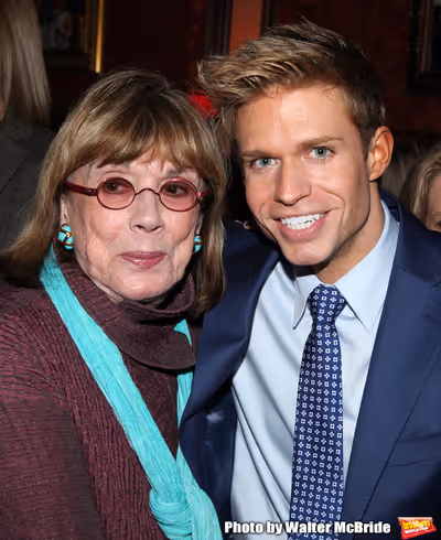 Phyllis Newman, Hunter Ryan Herdicka attending a reception celebrating Hunter's 54 Be Photo