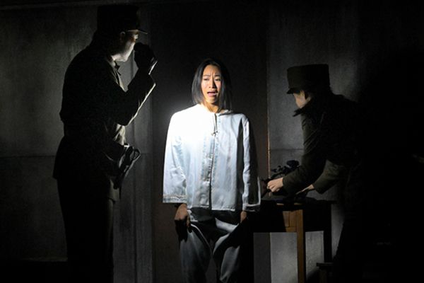 (center) Grace Chan Ng (Hana); (l to r) David Shih (Soldier One) and Cindy Im (Soldie Photo