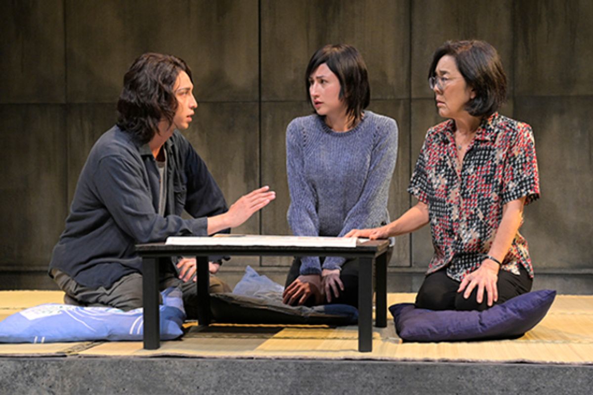 Julian Cihi (Tetsuo), YuriÃ© Collins (Reiko), and Sharon Omi (Etsuko) in the American premiere of The Great Wave at Berkeley Rep, directed by Mark Wing-Davey. at 