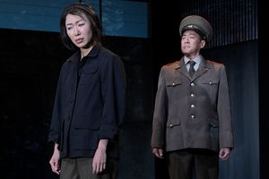 Jo Mei (Hanako) and Paul Juhn (Official) in the American premiere of The Great Wave a Photo