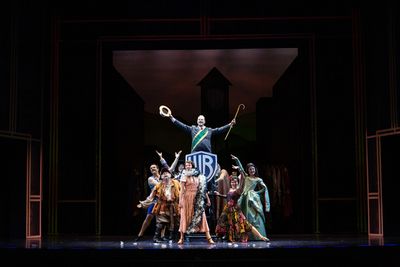 Darrin Baker as Jack Warner, Darien Crago as Jane, and Ensemble Photo
