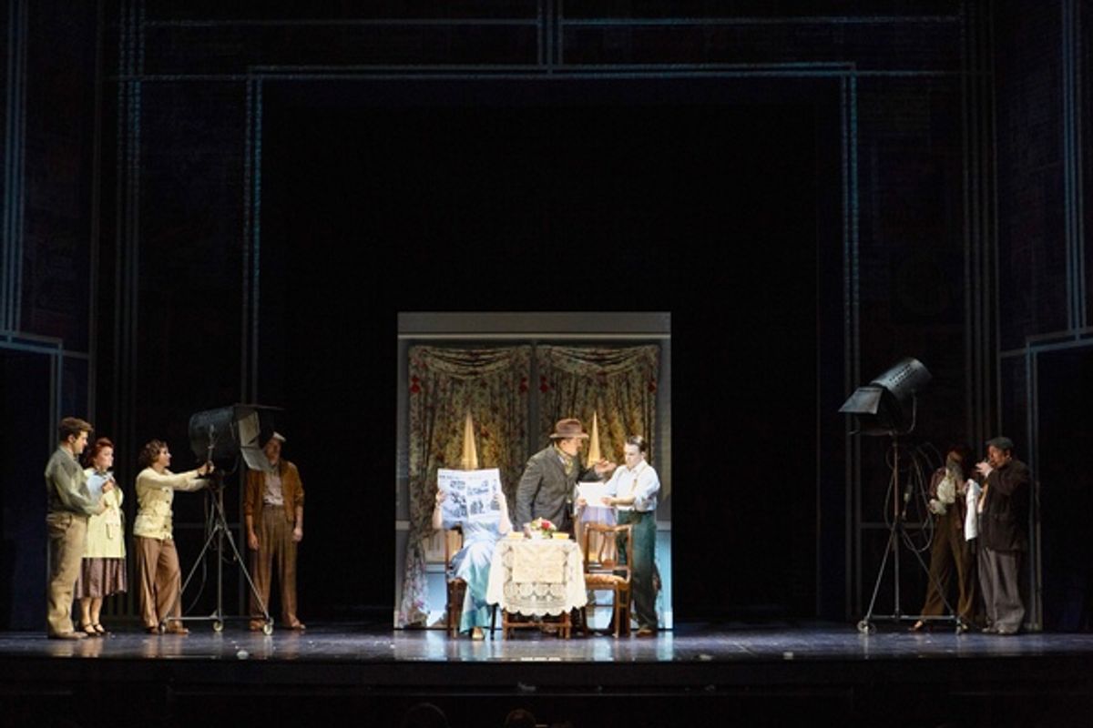 Jeffry Denman as William Augustus Wellman, Robert Creighton as James Cagney, and ensemble at 