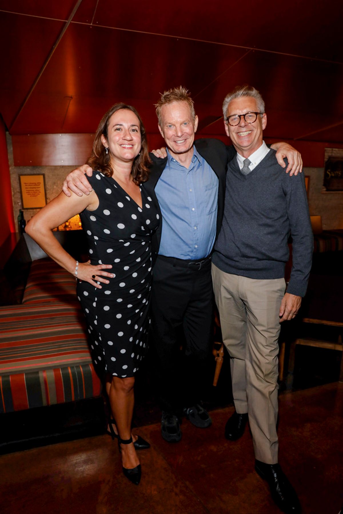 Center Theatre Group Managing Director/CEO Meghan Pressman, creator/performer Bill Irwin and Center Theatre Group Artistic Director Michael Ritchie  at 