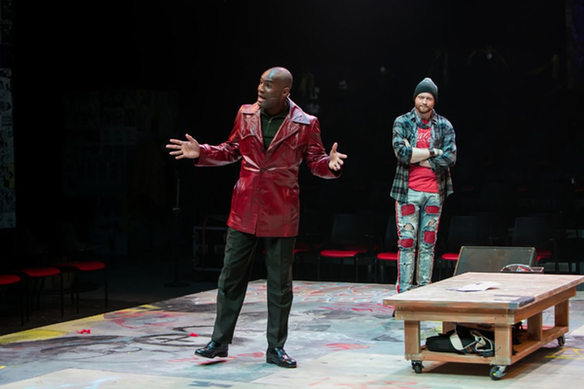 Marcus Jordan as Benny and Collin Purcell as Roger perform a scene from RENT at Redhouse Arts Center. at 