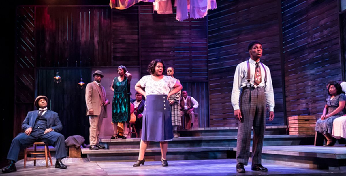Nicole Michelle Haskins, Gilbert Domally, and the cast of The Color Purple at 