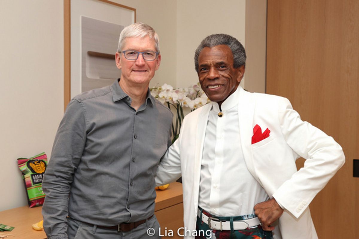 Apple''s CEO Tim Cook and HADESTOWN star and 2019 Tony Award winner Andre De Shields at 