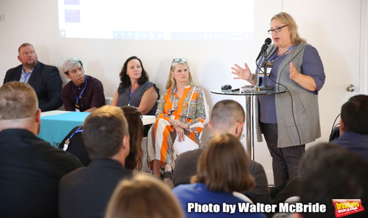 Eric Lapointe (Prolific 1), Sean Tecson (Roundabout Theatre Group), Rae Anne McLaughlin (TriTix & Kids in Seats), Bonnie Comley (BroadwayHD) and Ann Lademann (Kids in Seats)  at 