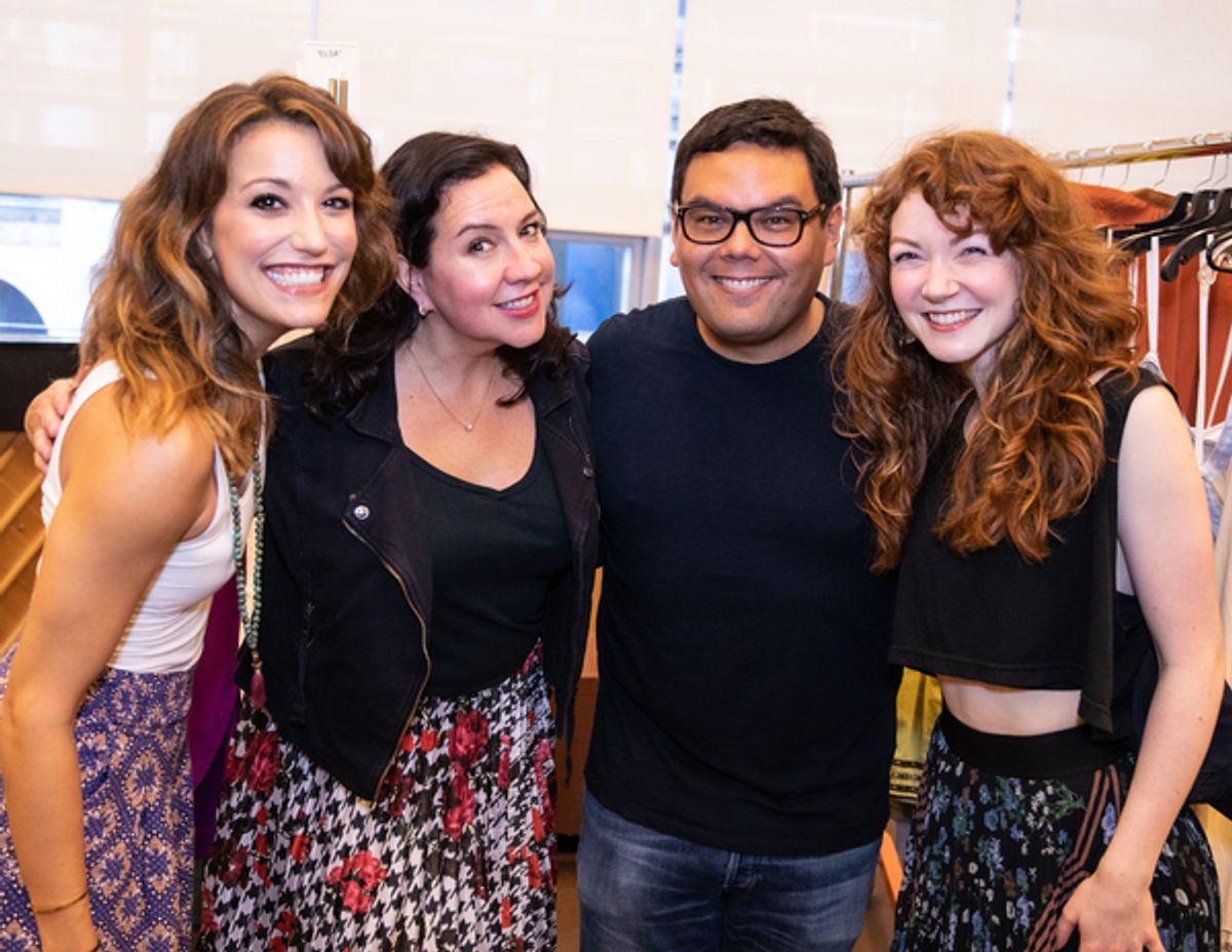 Caroline Bowman, Kristen Anderson-Lopez, Robert Lopez, Caroline Innerbichler at 