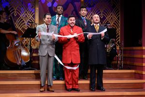 Jaron Vesely (center) as Ko-Ko with the Gentlemen of Japan (L to R: Vinh Nguyen, Jon-David Randle, Nick Rodrigues, Michael Motroni) @ BroadwayWorld Jaron Vesely (center) as Ko-Ko with the Gentlemen of Japan (L to R: Vinh Nguyen, Jon- Photo