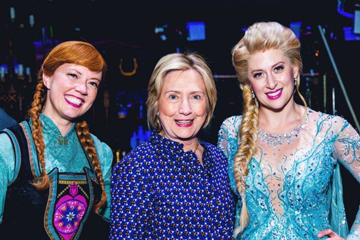 Hillary Clinton with Patti Murin and Caissie Levy at 