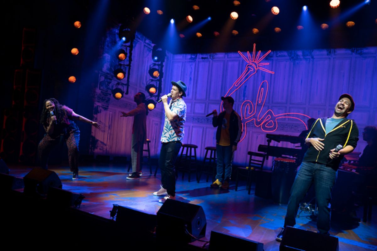 Aneesa Folds,Â UtkarshÂ Ambudkar,Â AnthonyÂ Veneziale, Chris Sullivan, Lin-Manuel Miranda, Ian Weinberger (on keyboard back), and Arthur Lewis (on keyboard front) at 