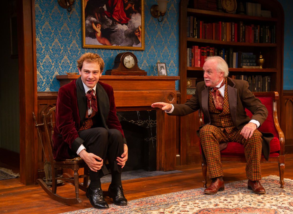(L-R) Ben Ribler as Eugene Marchbanks and David Bryan Jackson as Mr. Burgess in Candida by George Bernard Shaw at Washington Stage Guild through October 20. Photo by Ryan Maxwell Photography. at 