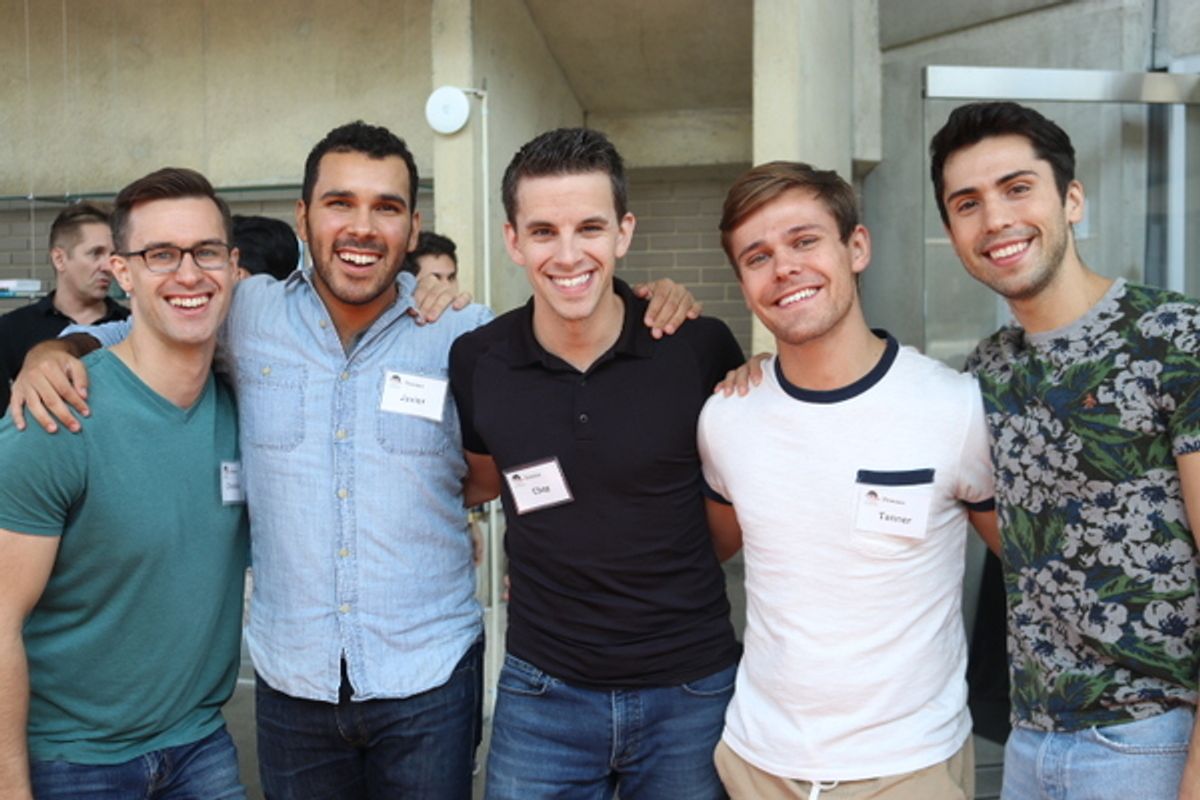 Christian Douglas (Seitz/Jack u/s), Javier Del Pilar (Bunsen), Chaz Wolcott (Race), Tanner Pflueger (Henry/Buttons) and Michael John Hughes (Romeo/Spot Conlon/Dance Captain) at 