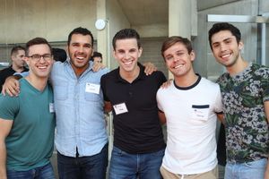 Christian Douglas (Seitz/Jack u/s), Javier Del Pilar (Bunsen), Chaz Wolcott (Race), Tanner Pflueger (Henry/Buttons) and Michael John Hughes (Romeo/Spot Conlon/Dance Captain) @ BroadwayWorld Christian Douglas (Seitz/Jack u/s), Javier Del Pilar (Bunsen), Chaz Wolcott (Race), T Photo