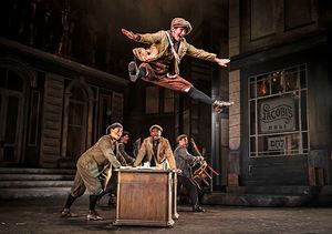 High flying Evan C. Dolan is one of the fleet-footed newsboys in Disney’s Newsies, playing September 4-October 20, 2019 at Paramount Theatre, 23 E. Galena Blvd. in Aurora, Illinois. Jim Corti directs the popular family musical based on the 1992 Disney movie inspired by the real-life Newsboys Strike of 1899 in New York City. Tickets: paramountaurora.com or (630) 896-6666. Photo by Liz Lauren @ BroadwayWorld High flying Evan C. Dolan is one of the fleet-footed newsboys in Disney’s News Photo