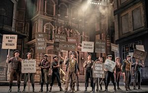 Newsboys go on strike to show a greedy publishing tycoon they’re not going to be pushed into the gutter in Disney’s Newsies, playing September 4-October 20, 2019 at Paramount Theatre, 23 E. Galena Blvd. in Aurora, Illinois. Jim Corti directs the hit family musical based on the 1992 Disney movie inspired by the real-life Newsboys Strike of 1899 in New York City. Tickets: paramountaurora.com or (630) 896-6666. Photo by Liz Lauren @ BroadwayWorld Newsboys go on strike to show a greedy publishing tycoon they’re not going to Photo