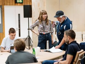 Bill Milner, Annie Baker and Conleth Hill  Photo