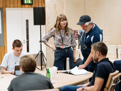 Bill Milner, Annie Baker and Conleth Hill  Photo