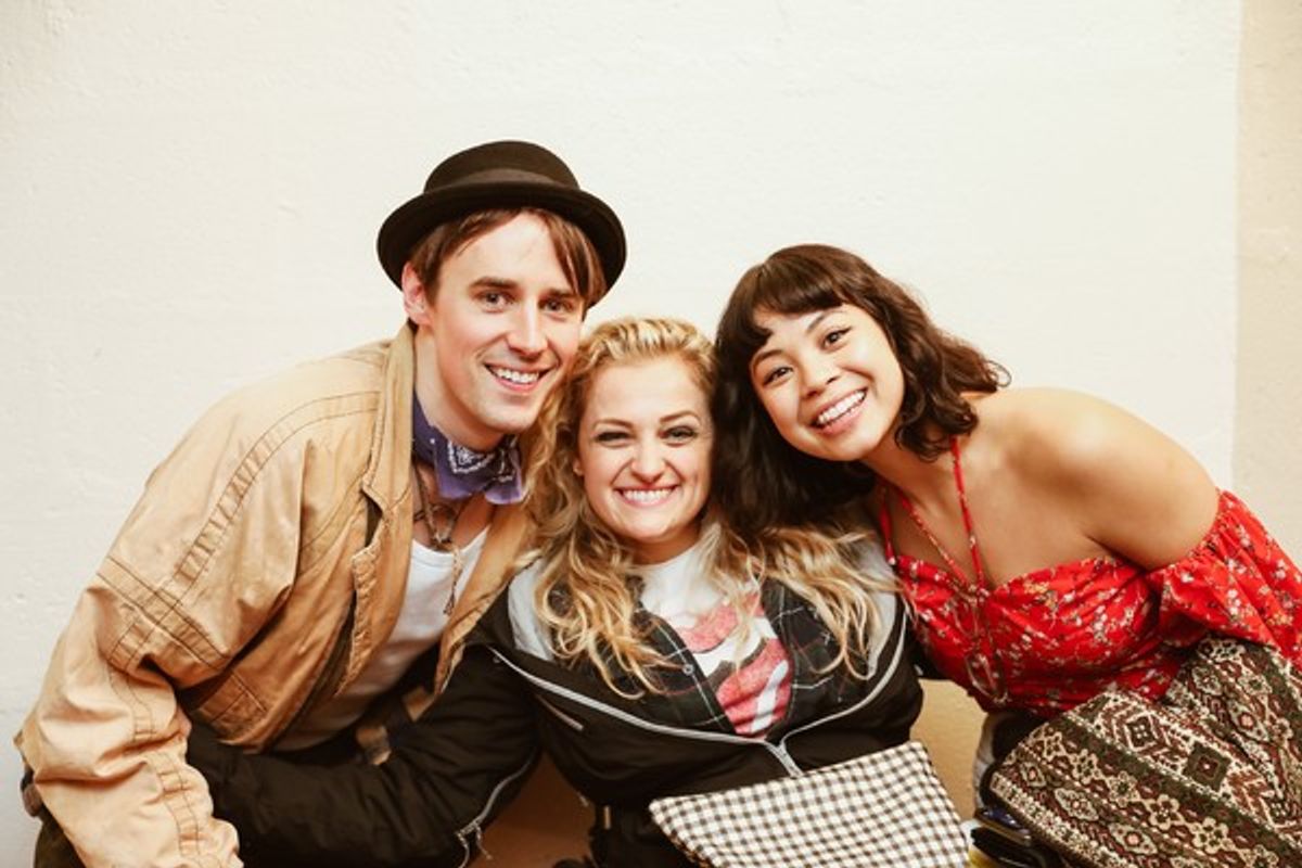 Reeve Carney, Ali Stroker, Eva Noblezada at 