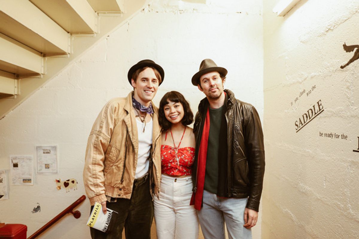 Reeve Carney, Eva Noblezada, James Davis at 