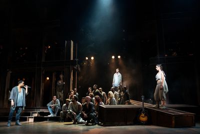 James Delisco Beeks, Aaron LaVigne, Jenna Rubaii and the company of the North America Photo