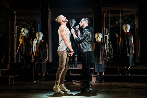 Aaron LaVigne, Tommy Sherlock and the company of the North American Tour of JESUS CHR Photo