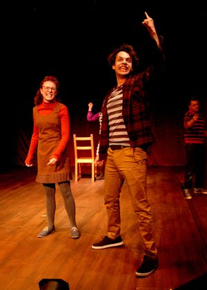 Emily Abeles as Brooke, Rey Pulice as Zeke, and Brian Wiegel as Student Photo