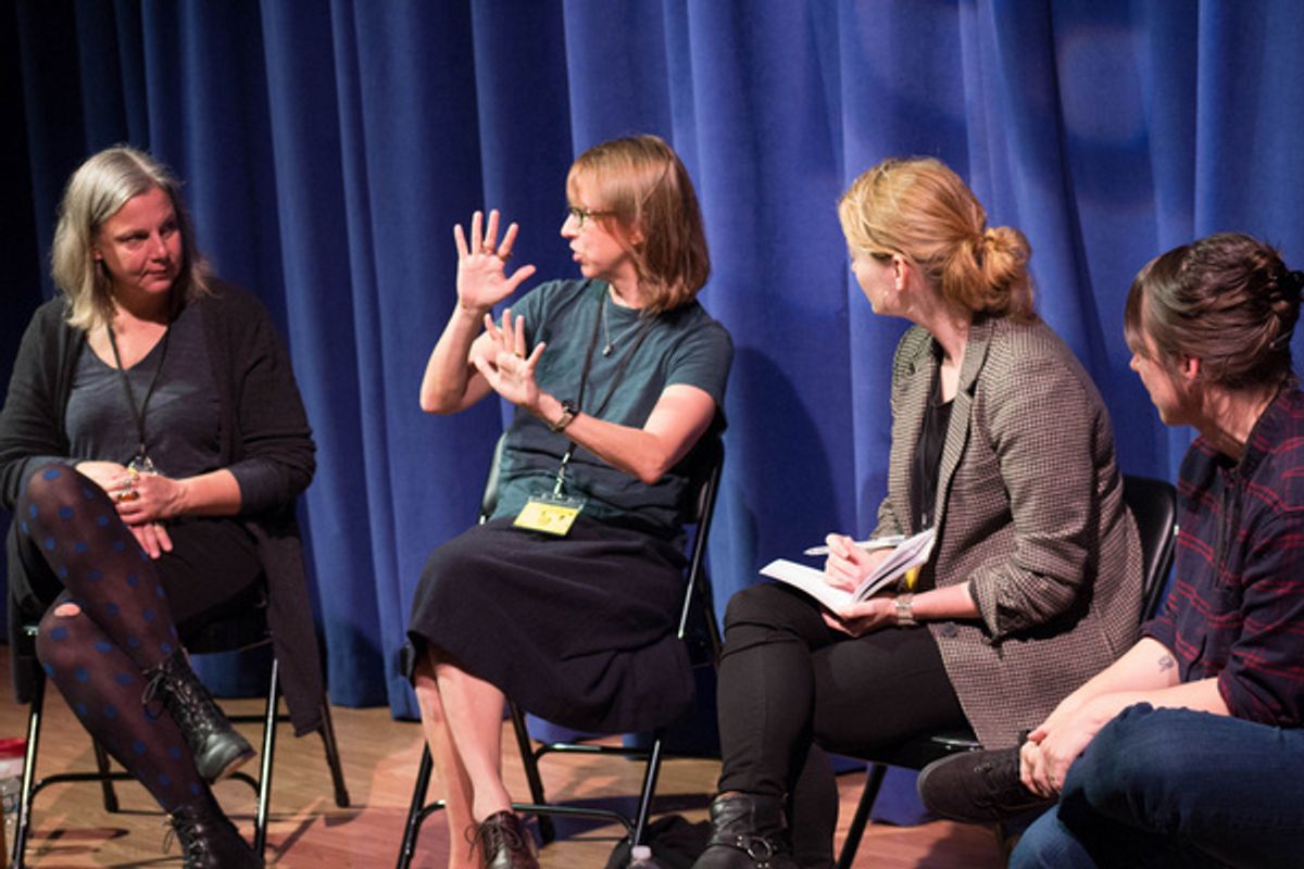 Kate Benson, Anne Washburn, Helen Shaw, Karinne Keithley Syers at 